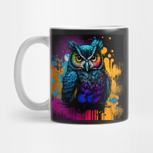 Cosmic Owl Splatter Paint Mug